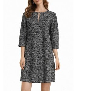 BCBGeneration Dress Womens Size M  Black White 3/4 Sleeve Keyhole Shift‎